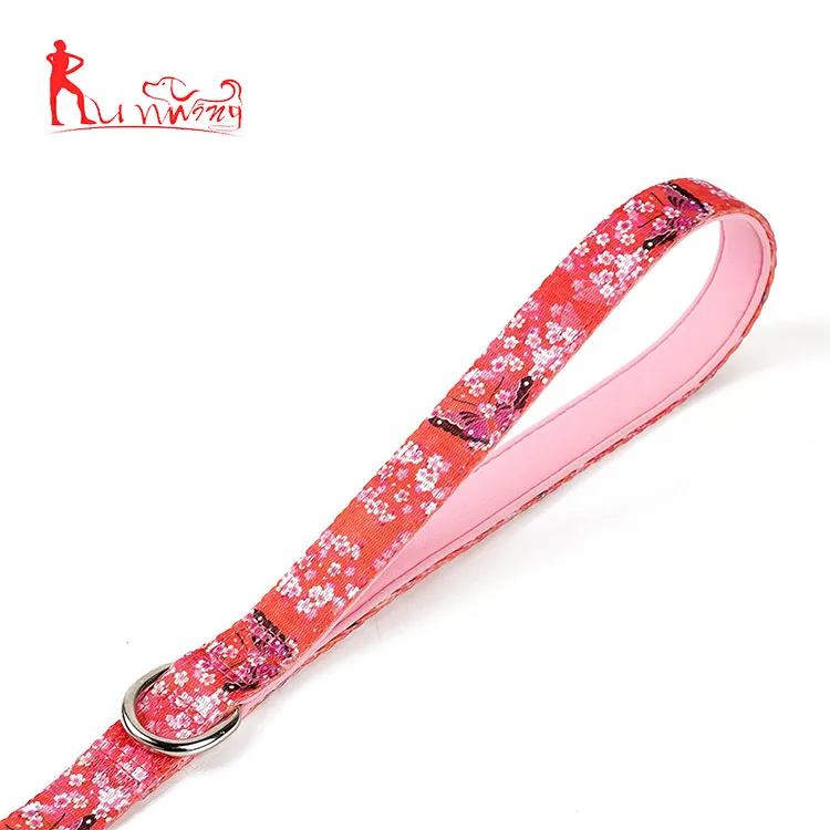 Wholesale pet products polyester sublimation custom print logo dog leash 6 foot