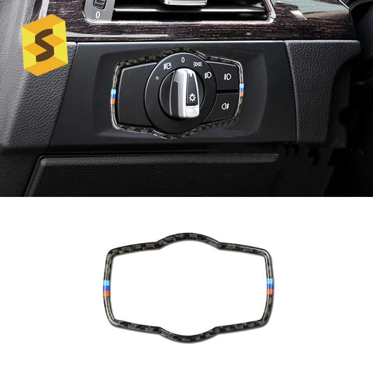 ES DJ3006 Interior Carbon Fiber For BMW E90 Car Headlight Switch Frame Accessories Headlamp Switch Trim