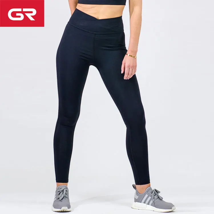 Quick Drying Cross V Full Length High Waist Tights Leggings Women Active Leggings