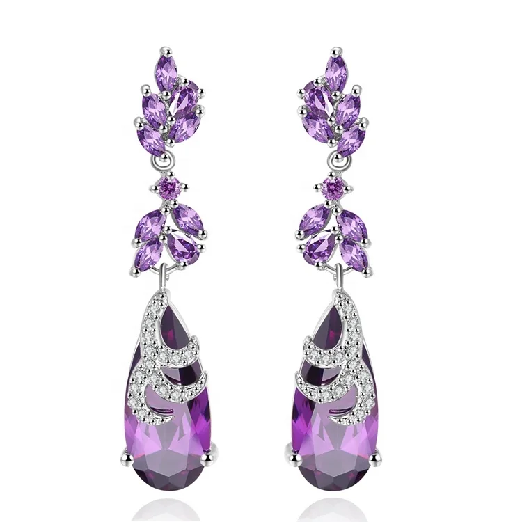 jewelry zhefan mini order high margin fashion design hanging CZ accessories women jewelry earrings crystal drop earrings