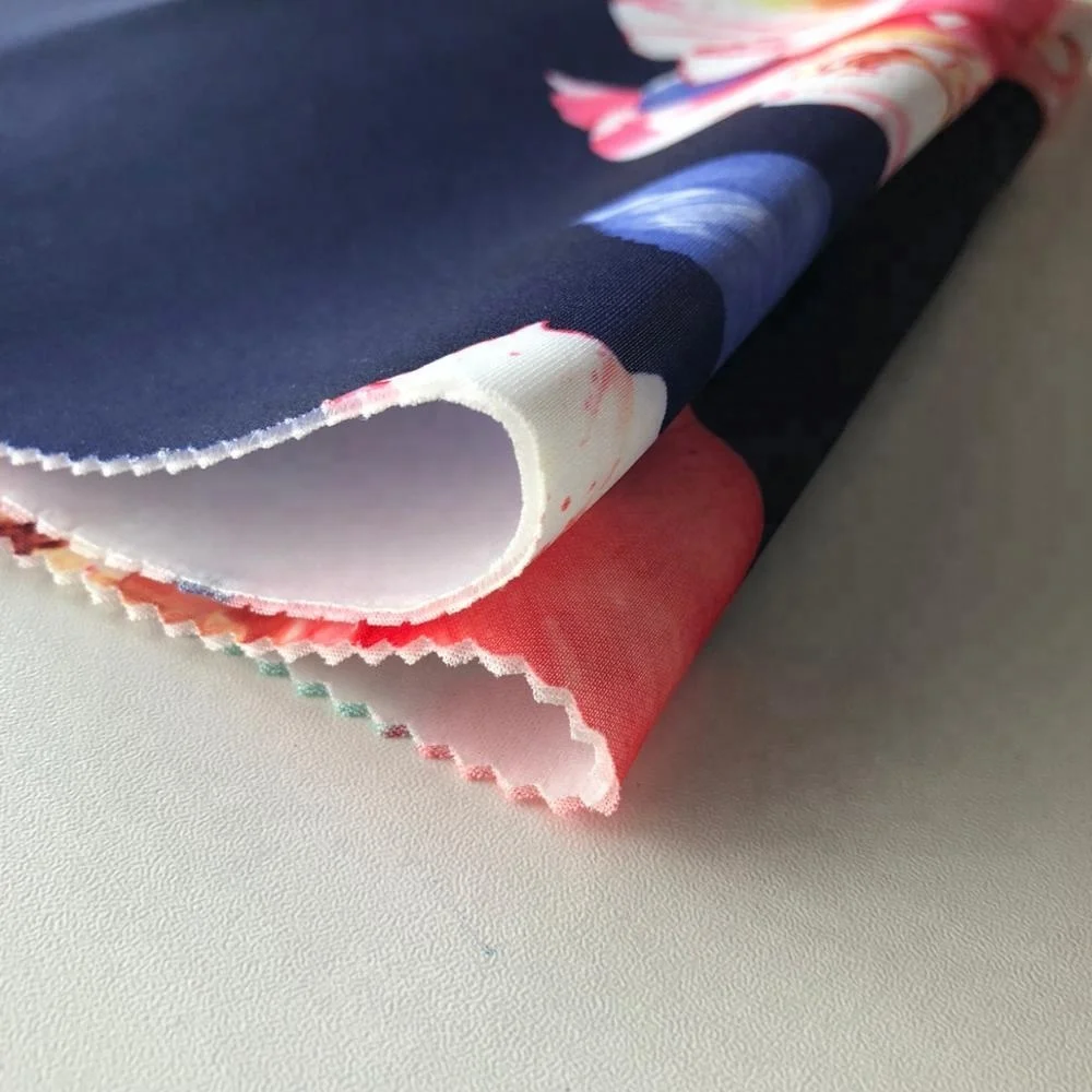 China suppliers new design 95 polyester 5 spandex paper print knit scuba crepe fabric