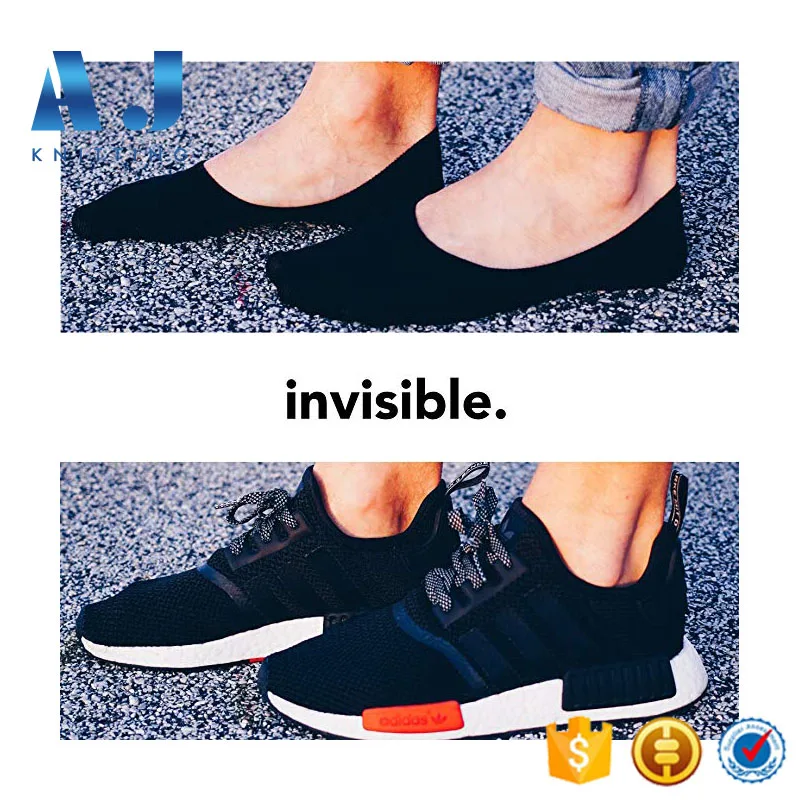 AJ 18272 Custom Made Invisible Low Cut Non Slip Grip Stripes Ankle No Show Socks For Men