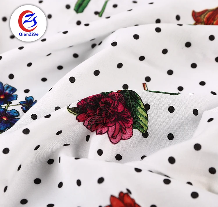 summer dress floral dot print 100% viscose lining fabric per meter rolls