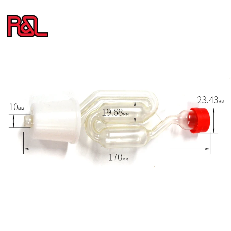 Air Locker with red cap S-Shape Double Bubble Airlock for Wine Making and Beer Making Homebrew