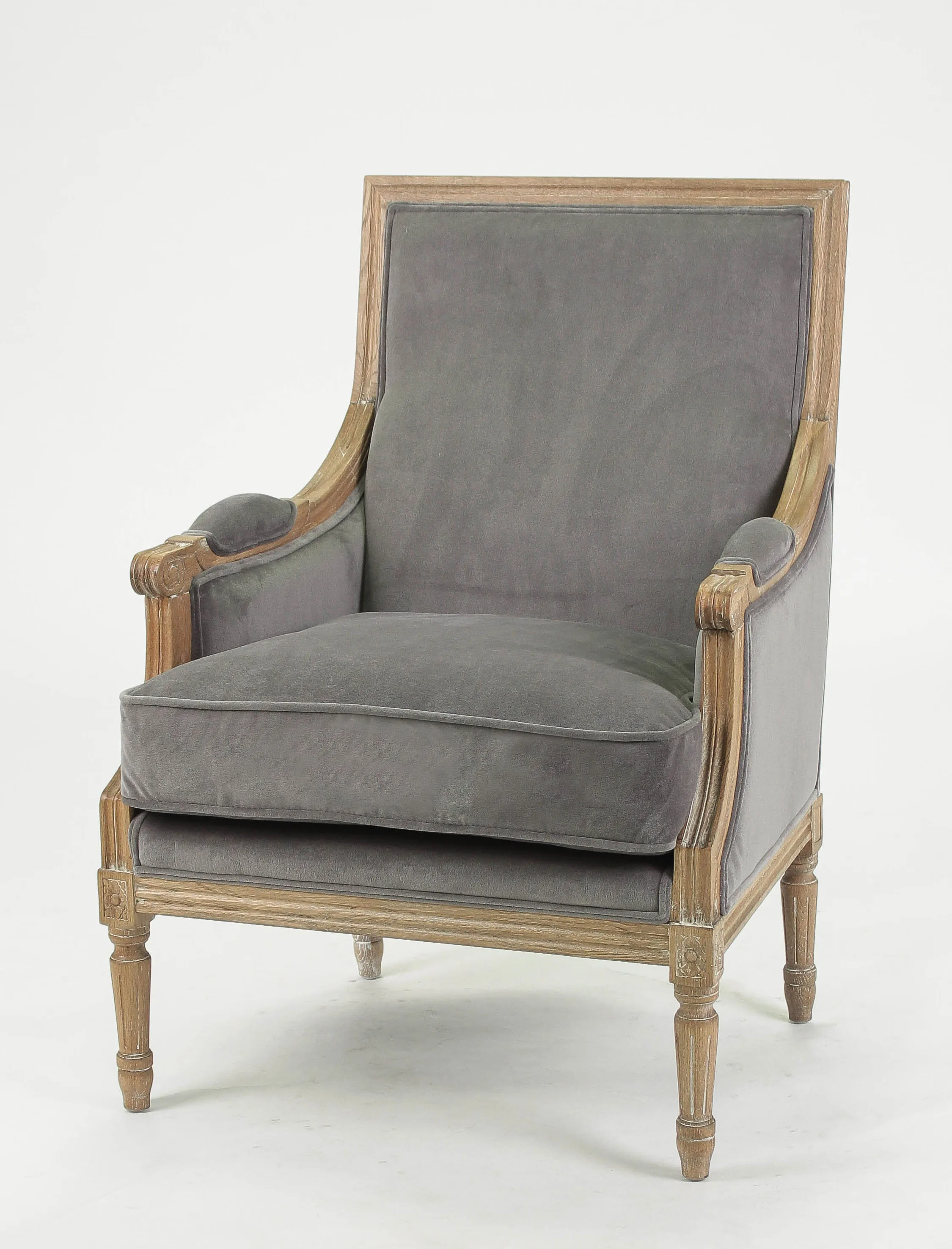 
Hand carved french style wooden armchair /upholstered square back livingroom chair(CH-811-Oak) 