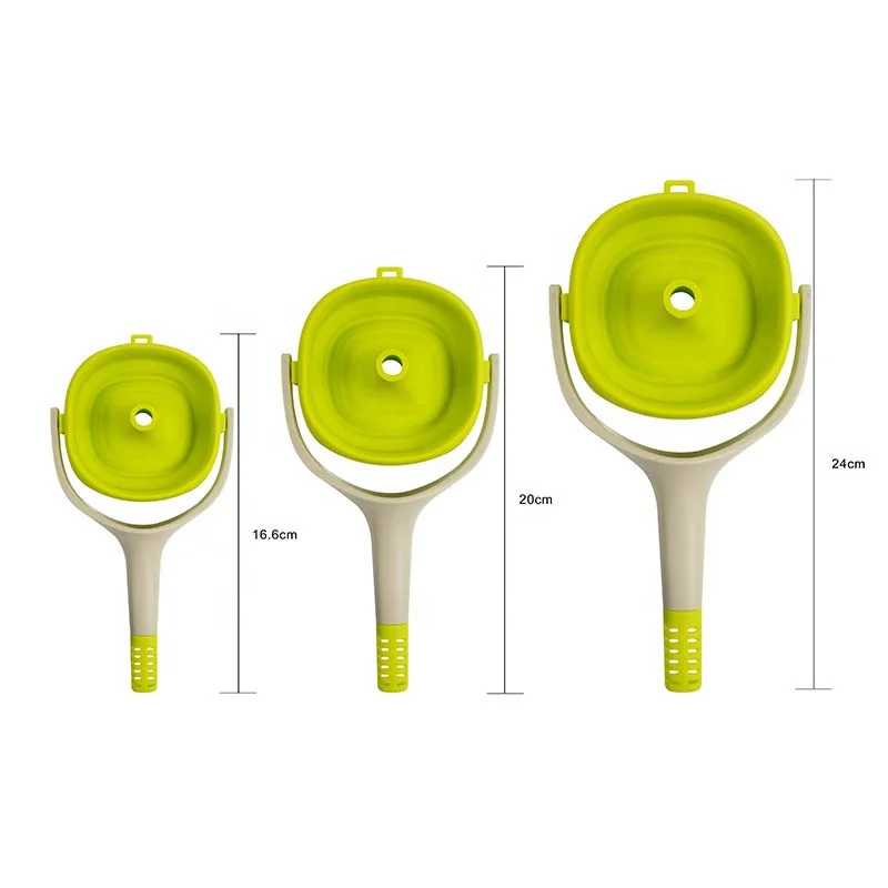 3 Pieces Kitchen Accessories Gadget Silicone Collapsible Oil Funnel Kitchen Folding Funnel for Liquid Transfer