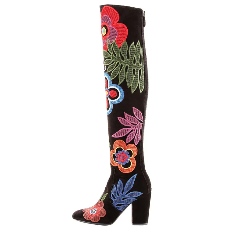 Floral Embroidered handmade Suede shoes ladies 2017 women shoes boots model