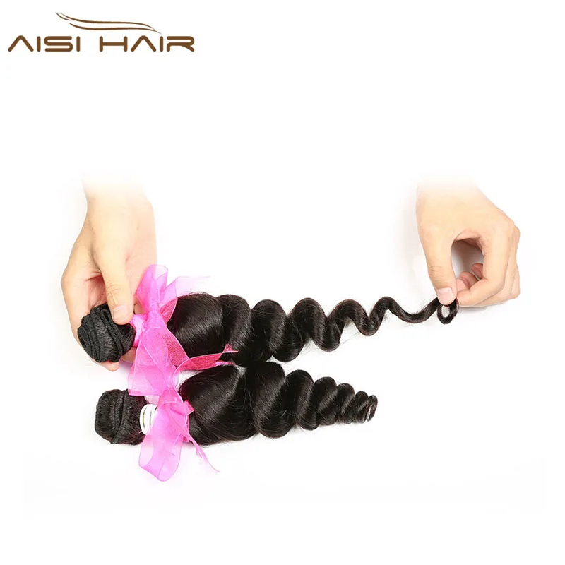 Nature Color 100% Peruvian Loose Wave Human Hair Weave Bundles Non Wholesale Hair