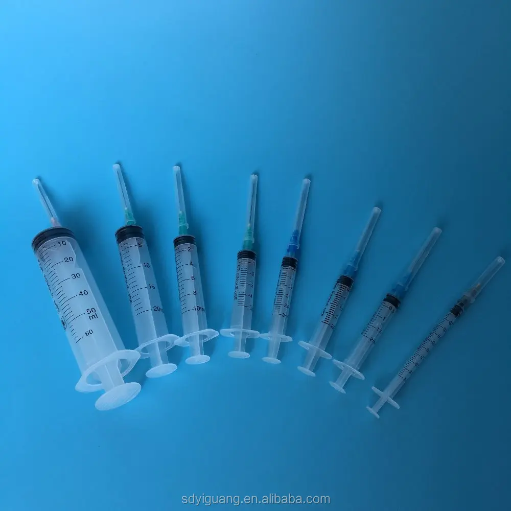 Disposable syringe luer slip with needle 1/2/3/5/10/20/50ml