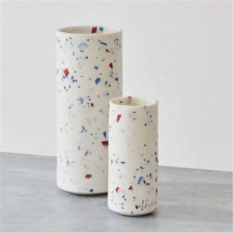 
Attractive designs cheap wholesale cylinder flower vase / terrazzo pot for plants 