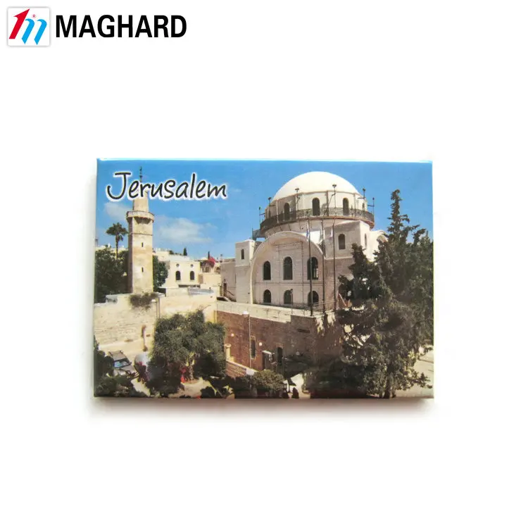 
China supplier custom Jerusalem Tinplate Fridge Magnet for Isreal Tourist souvenir 