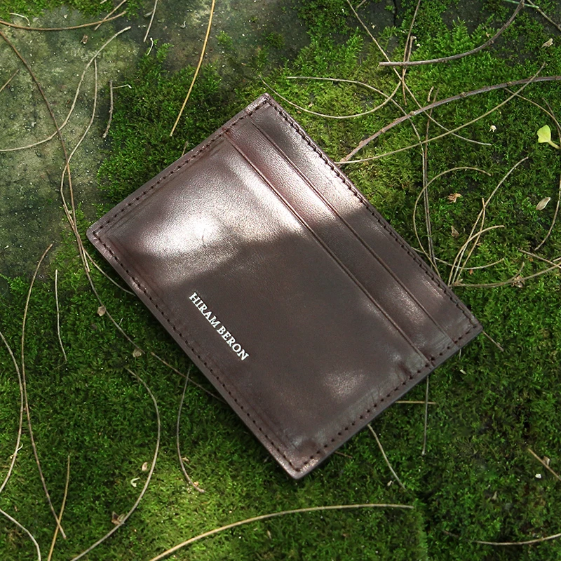 Hiram Beron Italian Leather Credit Card Wallet Brown