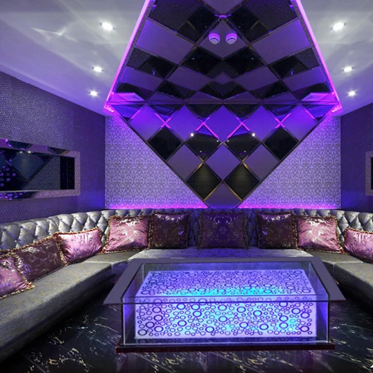 Gold color glass and stainless steel ktv table bar and lounge furniture