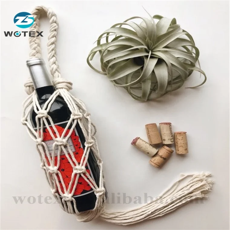 Factory price Macrame Hanging  Racks for Wine Bottle Gift Bag Wine Bottle Macrame Holder Carrying covers