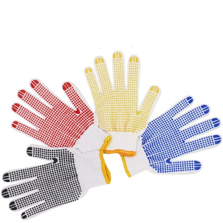 Best price anti cut washable cotton construction pvc safety gloves for industry