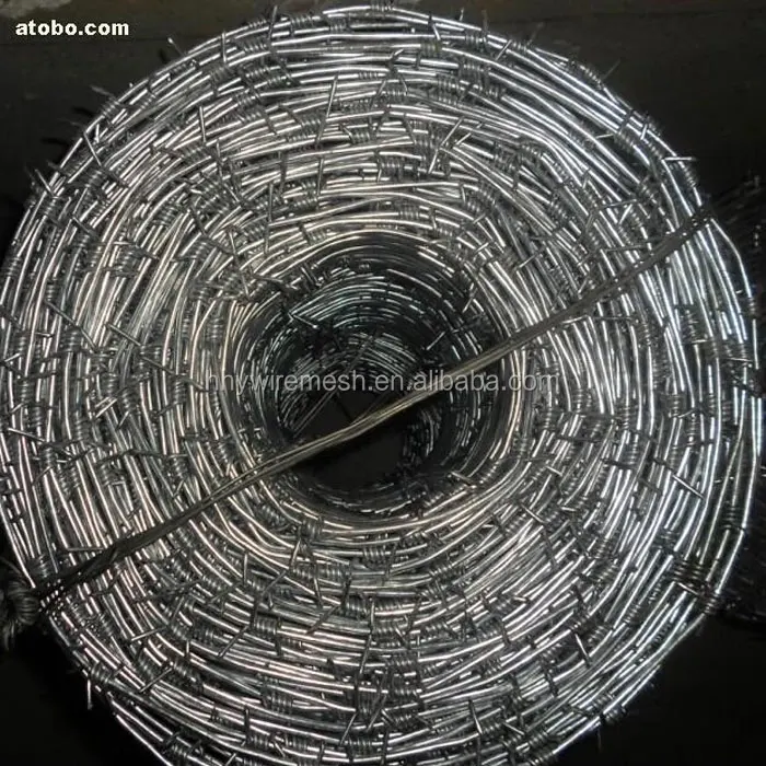 12#*14#galvanized barbed wire fence sharp barb wire coil roll