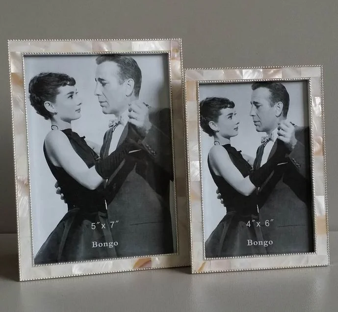 silver plated metal picture photo frame with mirror