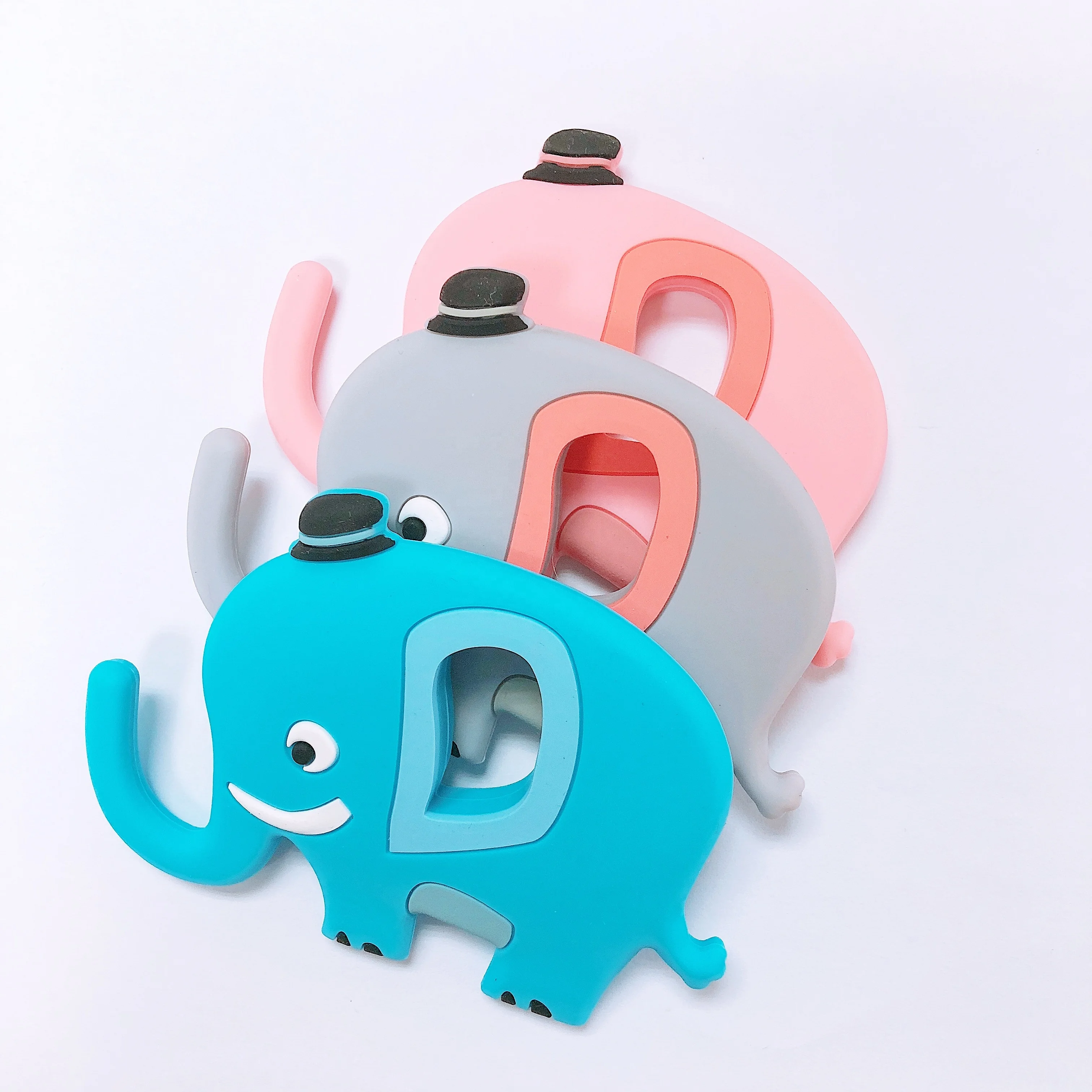 
Original Design Silicone Customizable Color Elephant Baby BPA Free Teething Toy Teether 