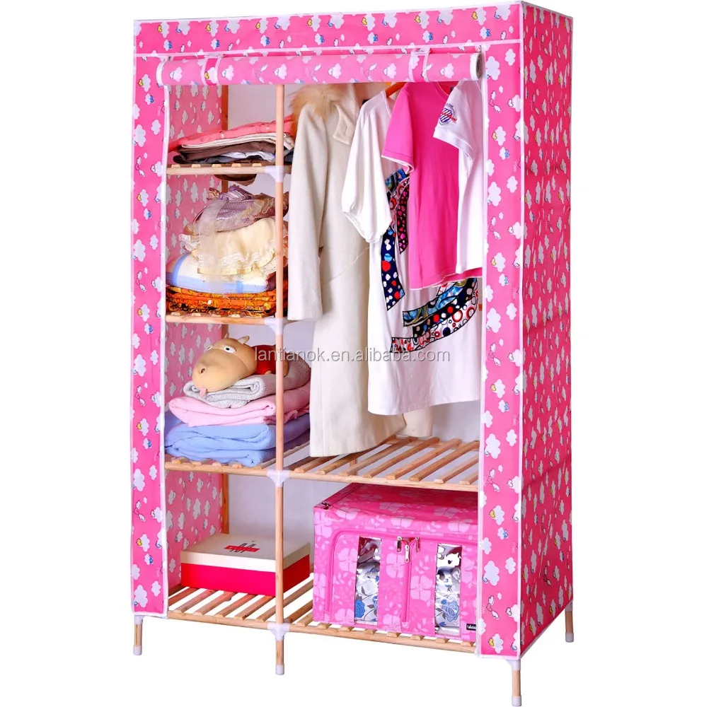 
DIY solid wood wardrobe easy assembly portable folding clothes storage wardrobe closet organizer 