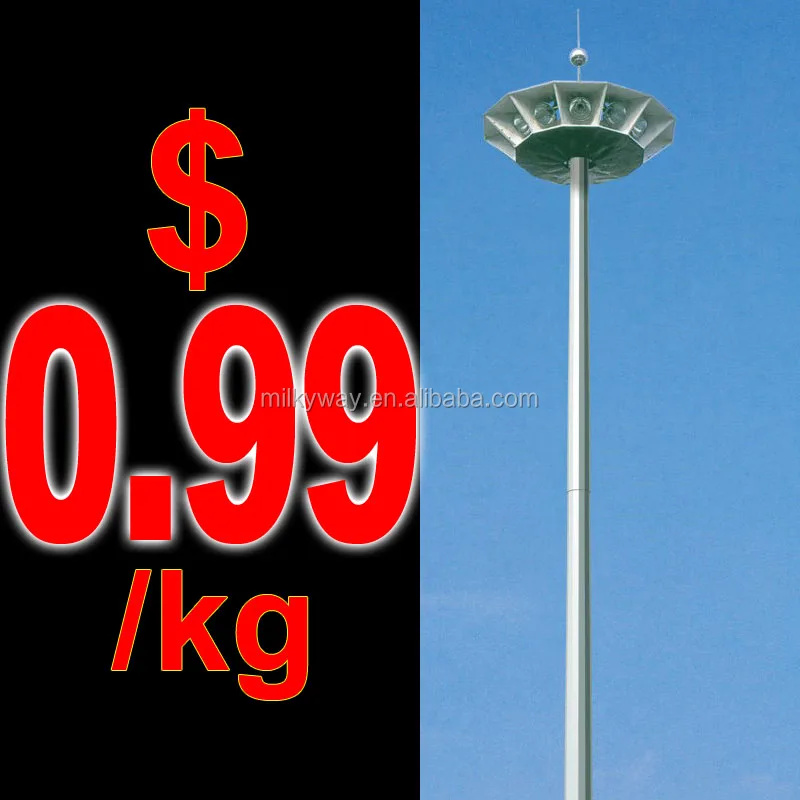 octagonal steel galvanization 20-50 meters high mast light pole exported with good price