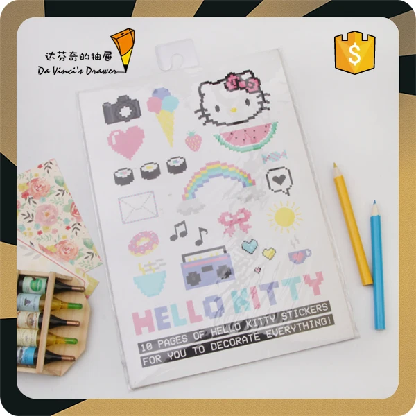 A6 size hello kitty paper cheap sticker book shaped stickers custom sticker sheets for kids girl for gift creation