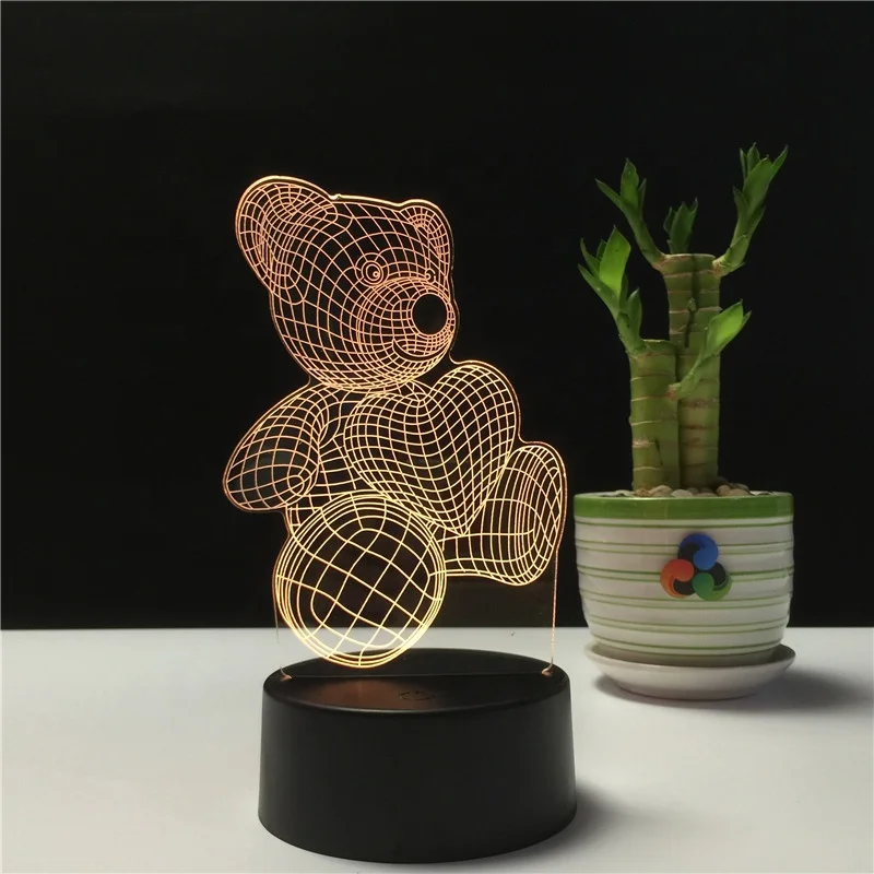 Акриловая 3D визуальная светодиодная лампа, питание от батареи, 3D Оптическая иллюзия, светодиодный ночник с сенсорным выключателем