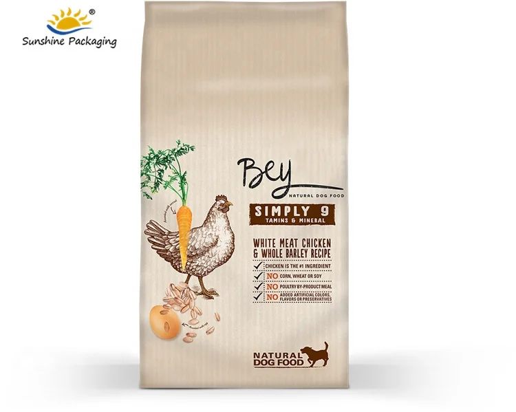 hot sale resealable ziplock pouch pet dog animal food packaging bag