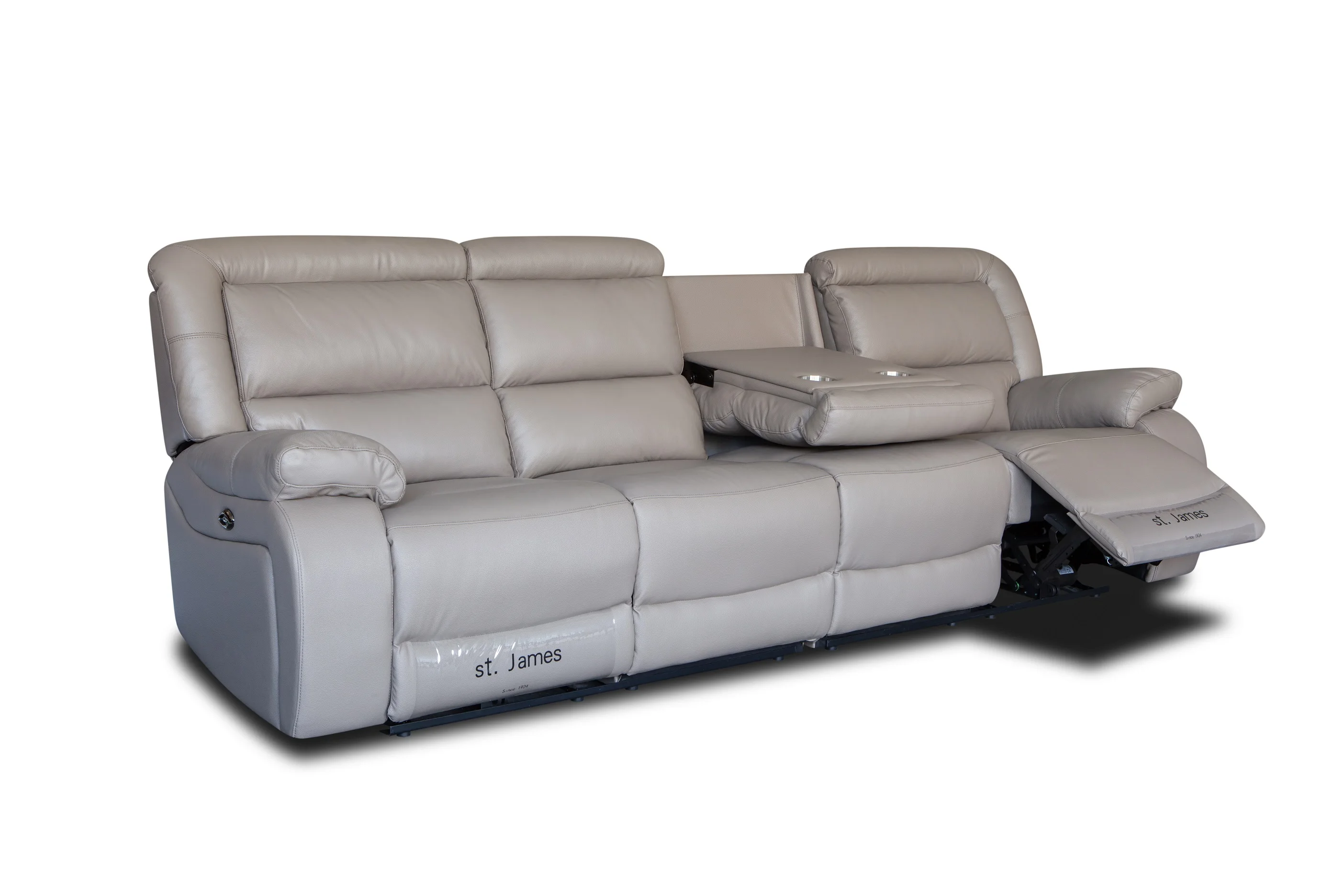 
Functional recliner with coffee table genuine Leather 4 seater sofa set 