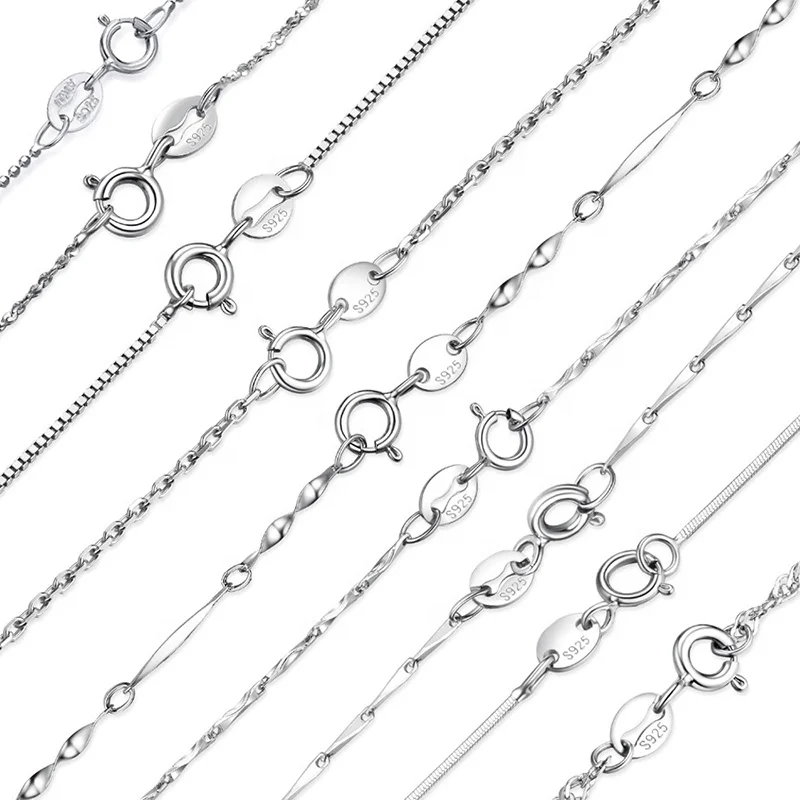 Ожерелье женское из серебра 925 пробы классическая итальянская цепочка кубинской цепи Круглая змея Сингапурская шкатулка ювелирное изделие
