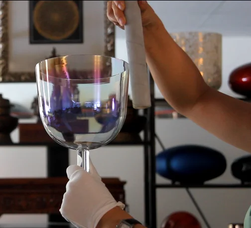 Hand-Held crystal singing bowl Set BEST Sound Healing Chakra Crystal Energy 3' - 9' colorful customer design 432hz 440hz