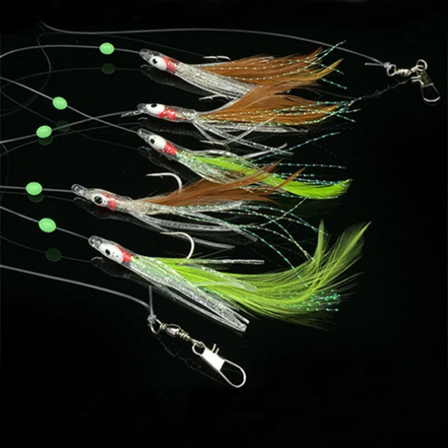 Морская рыболовная приманка осьминог юбки rig sabiki Кальмар джиг крюк