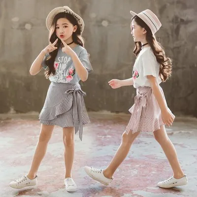 Hao Baby Children Wear Children Suits Summer Flower Skirt Suit Two-Piece Suit The New Stripe Of The Girls