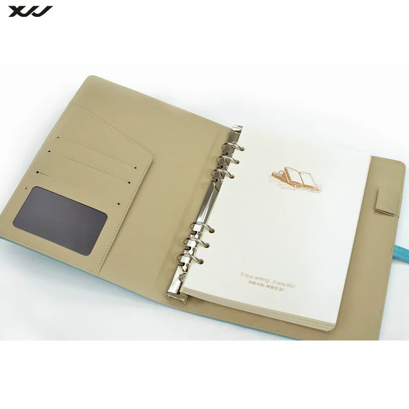 A6 cute diary  leather journal writing notebook 6 ring travel journal cute notebook with metal buckle pen hoop