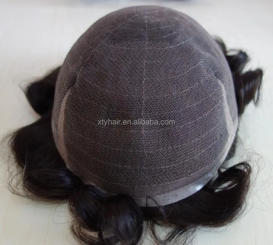 Alibaba Express Wholesale price for hair replacement with full swiss lace base and bleached knots at frontal