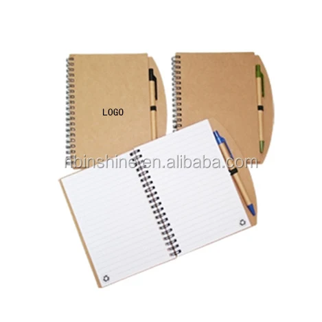 Eco-friendly note book with pen , custom notepad , notepad with pen