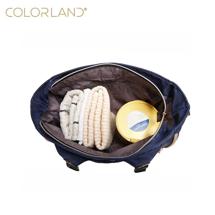 New Design Stylish Quilting Baby Diaper Bag Black Color Quilted Polyester Mummy Tote Bag