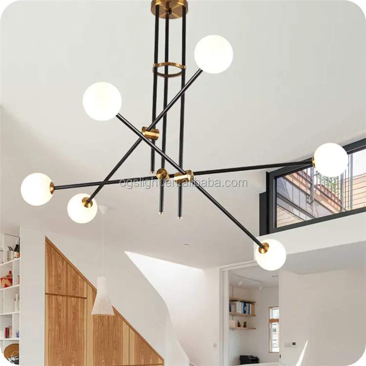 Nordic minimalist modern restaurant chandeliers led geometric lines pendant light