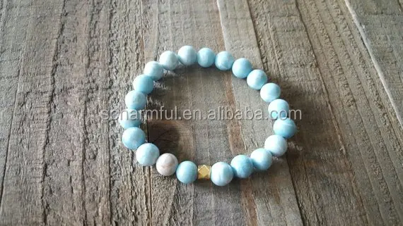 BS0181298 blue gemstone beaded labradorite and dalmatian jasper stone bead stacking bracelet