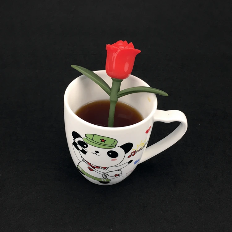 Silicone Rose Heart Shaped gold tea infuser strainer