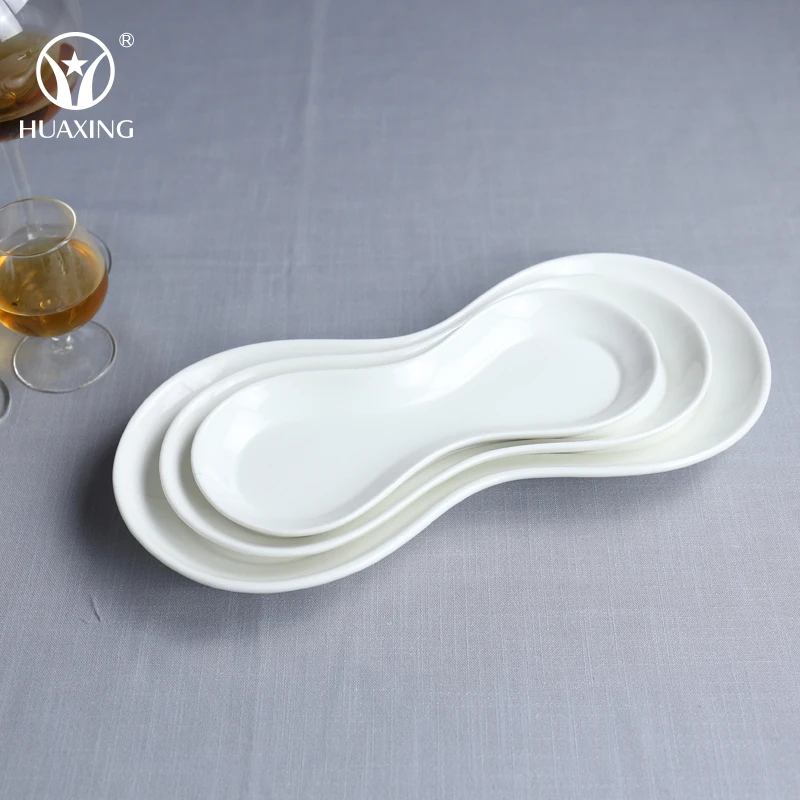 wholesale fashion sushi snack letter ceramic dishes with white color