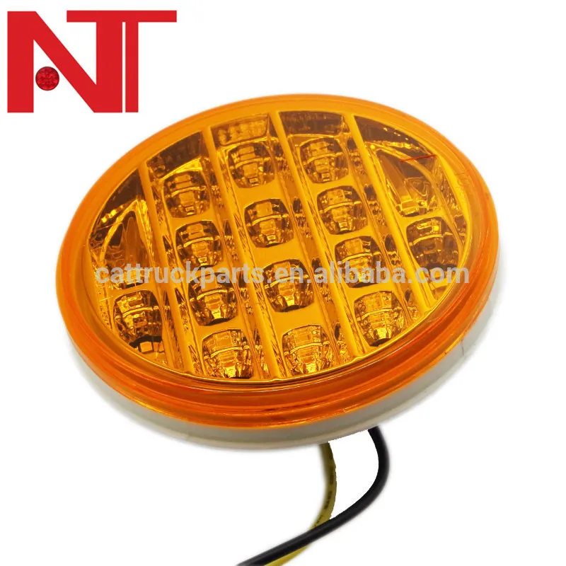 
round amber led light truck hamburger tail stop brake reverse light lamp 12v 24v 14 led rear turn signal light lamp for truck 