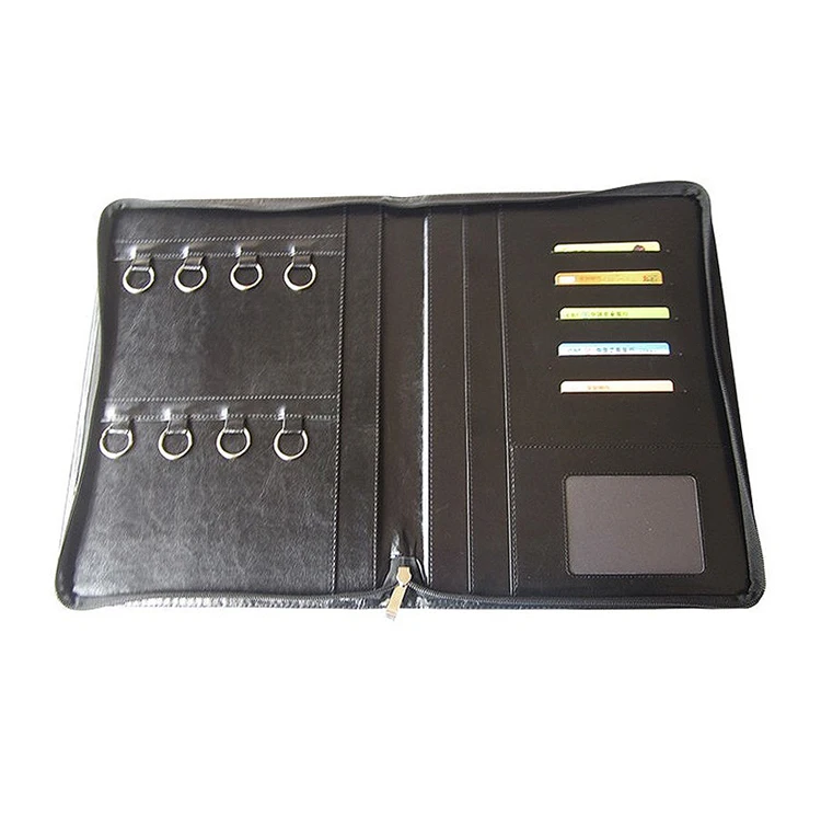 A4 leather key folder with zipper