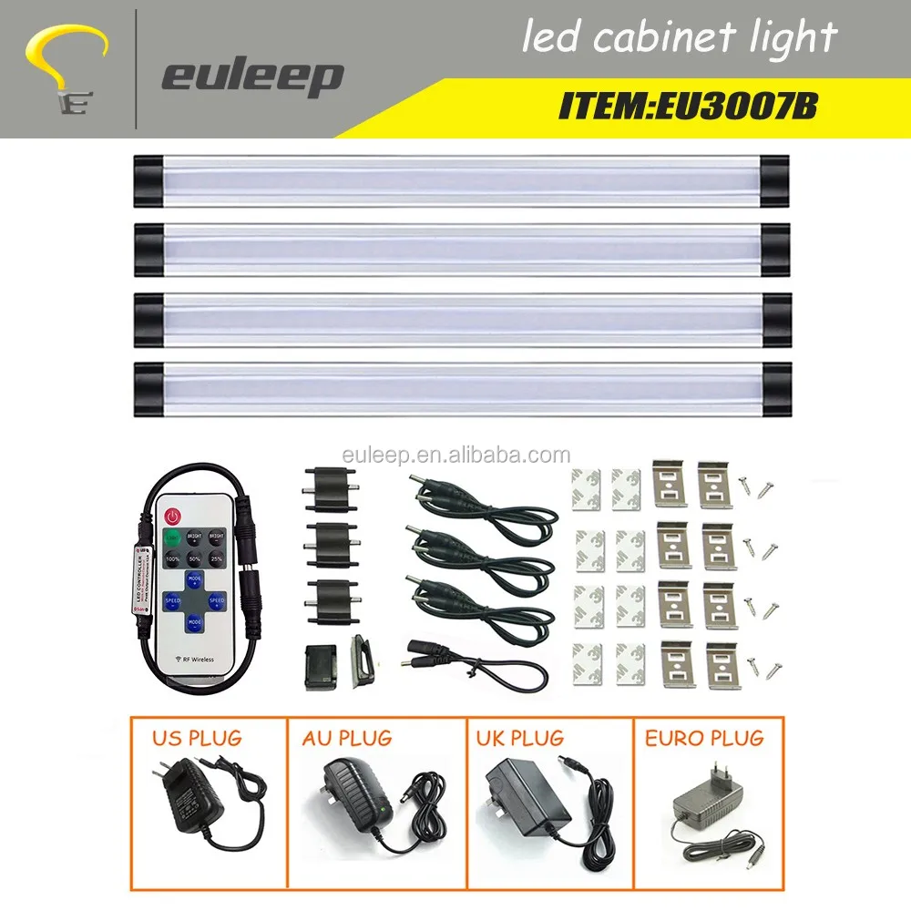 showcase display cabinet under shelf aluminum led strip light 3/4/6 Panels linkable