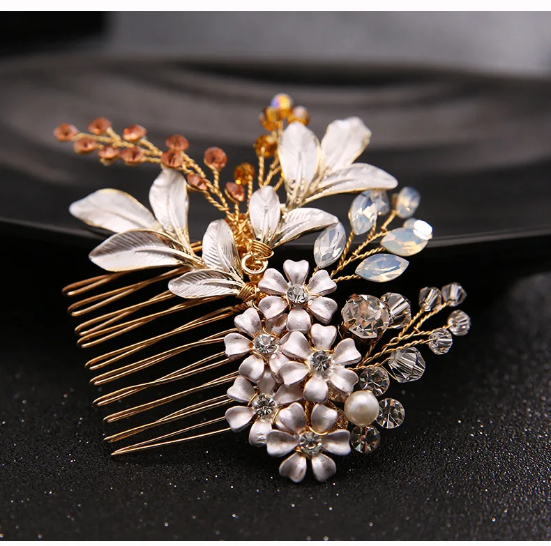 Wedding Accessories Hand-knitted Bridesmaid Hair Comb Headpiece Wedding Bridal Pearl Crystal Hair Comb