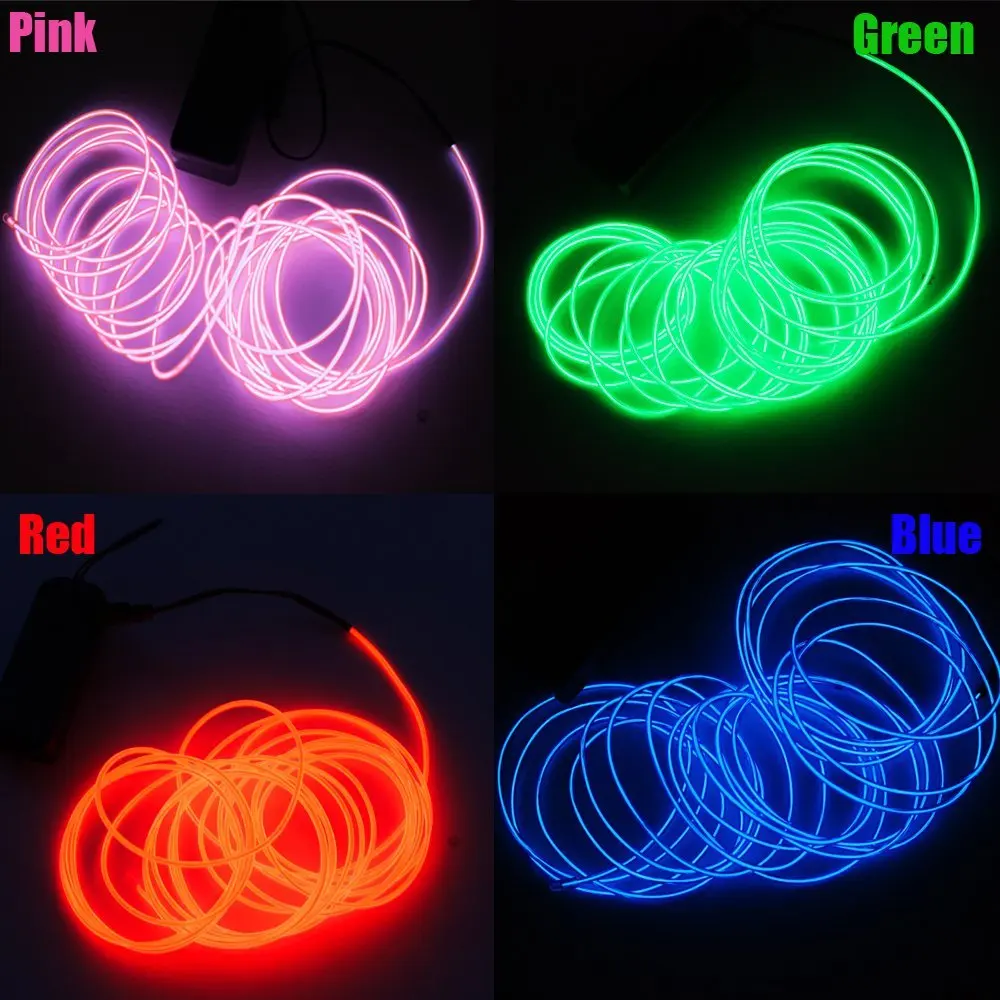 Неоновый светящийся провод rgb 3 м 2 мм с контроллером в инвертор для вечеринок