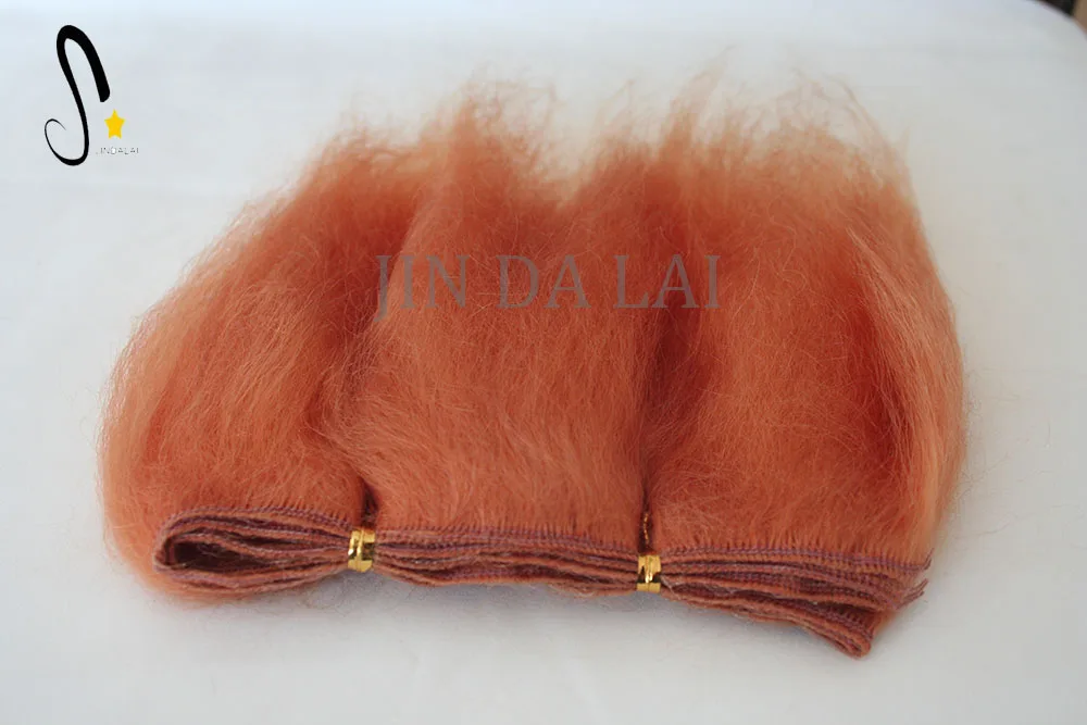 Wholesale 100 percent Mohair weft for doll real Angora Wool Hair doll wig Deep Wavy Mohair Weft Doll