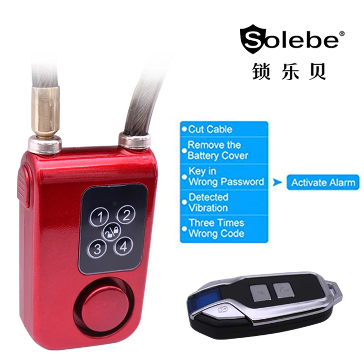 cycle lock with remote control motorcycle security anti lost alarm distance 4 digit electric bike combination lock