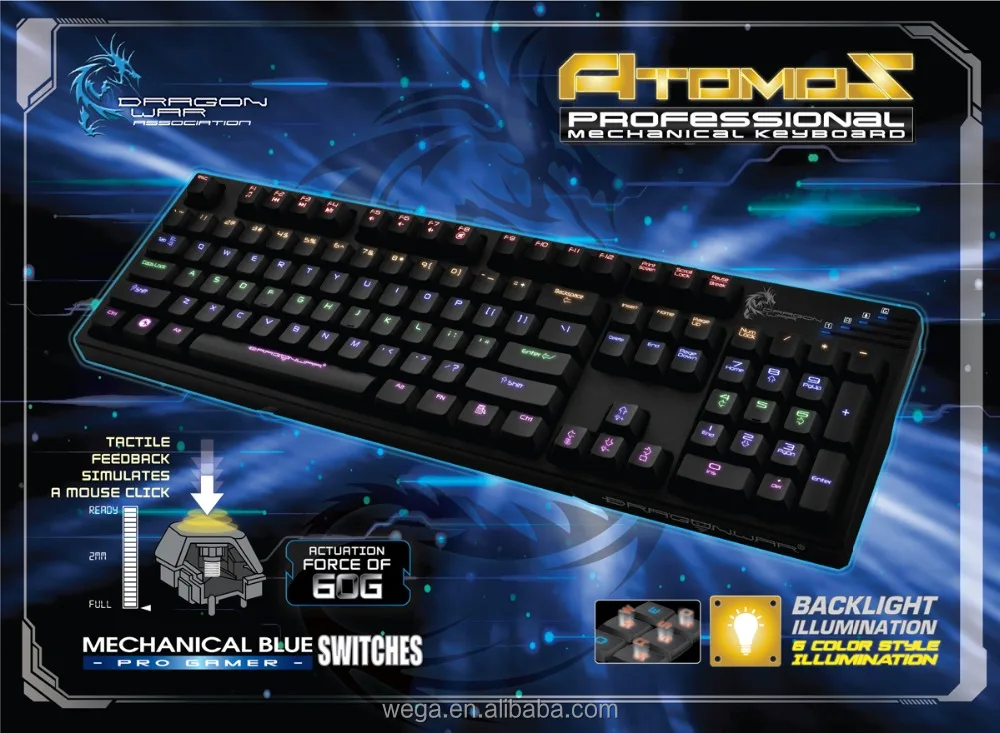 Hot model brand logo good quality metal backlit gaming cherry keyboard