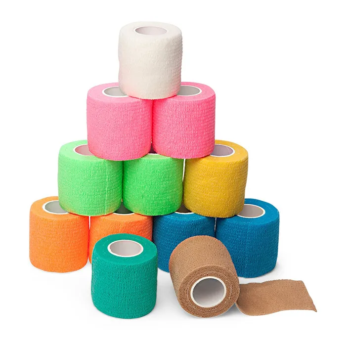 
Nonwoven Self Adhesive Colored Vet Wrap Pet Care Sports Elastic Cohesive Bandage 