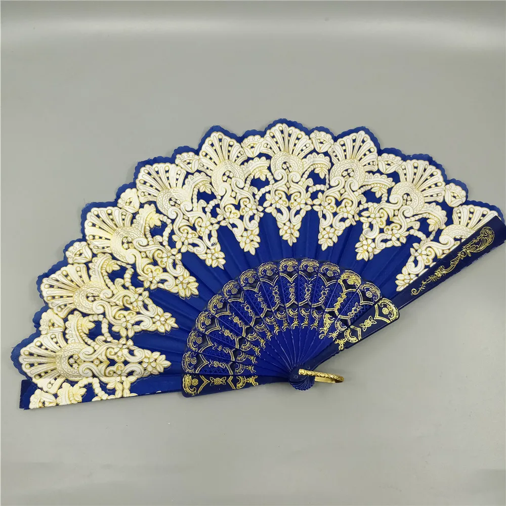 23cm new spanish plastic ladies dance hand fan delicate peacock lace gilding wedding fans